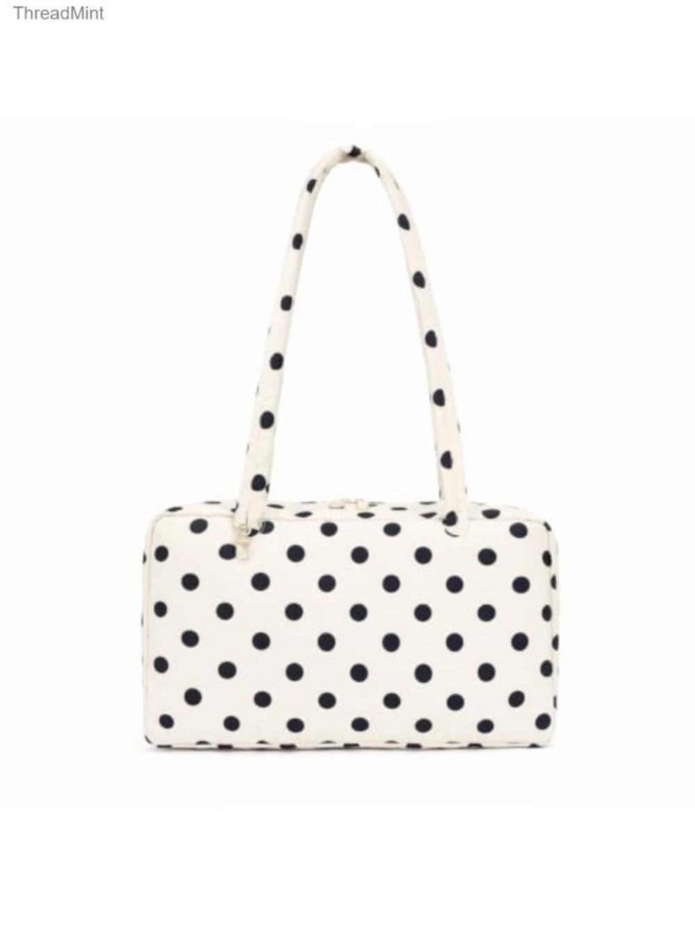 Polka Dot Nylon Bowler Bag Purse Women Long Handle Tote Key Strap